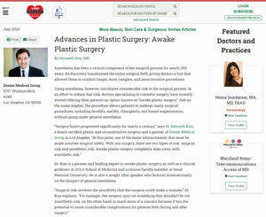 Advances in Plastic Surgery: Awake Plastic Surgery
