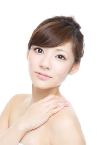 Beautiful Asian woman face close up stock image