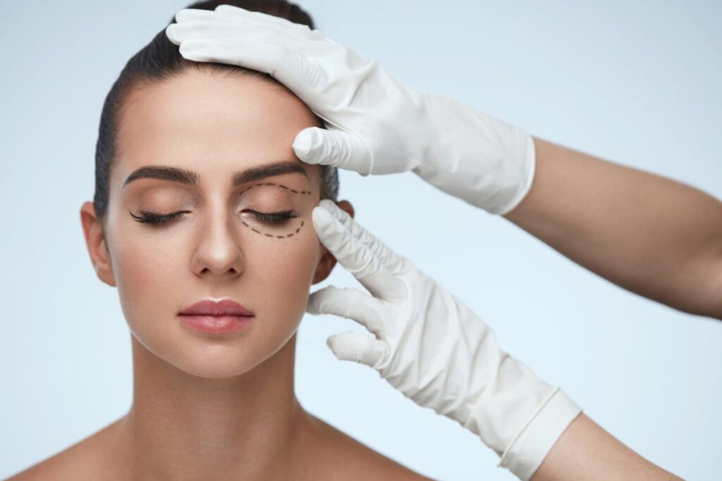 concept of woman preparing for awake blepharoplasty